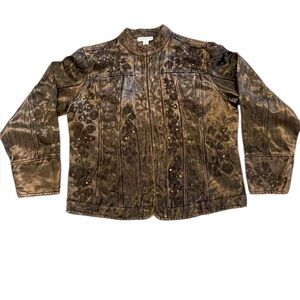 Coldwater Creek Women’s Bronze Sheen Embroidered Jacket Size‎ Large